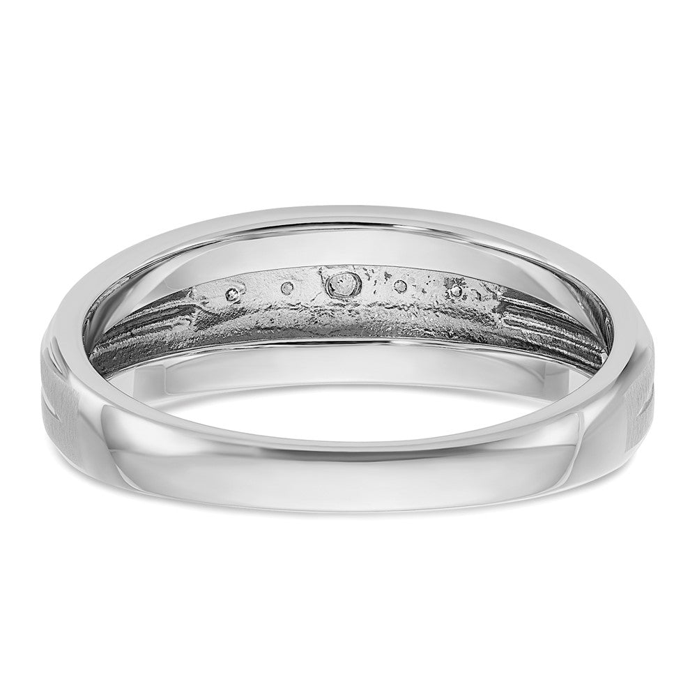 10kw IBGoodman Men's Polished Satin & Grooved 5-Stone Diamond Ring