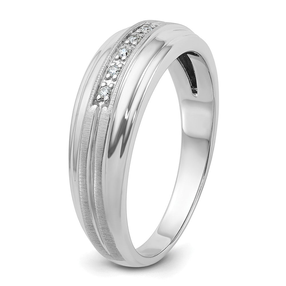 10kw IBGoodman Men's Polished Satin & Grooved 5-Stone Diamond Ring