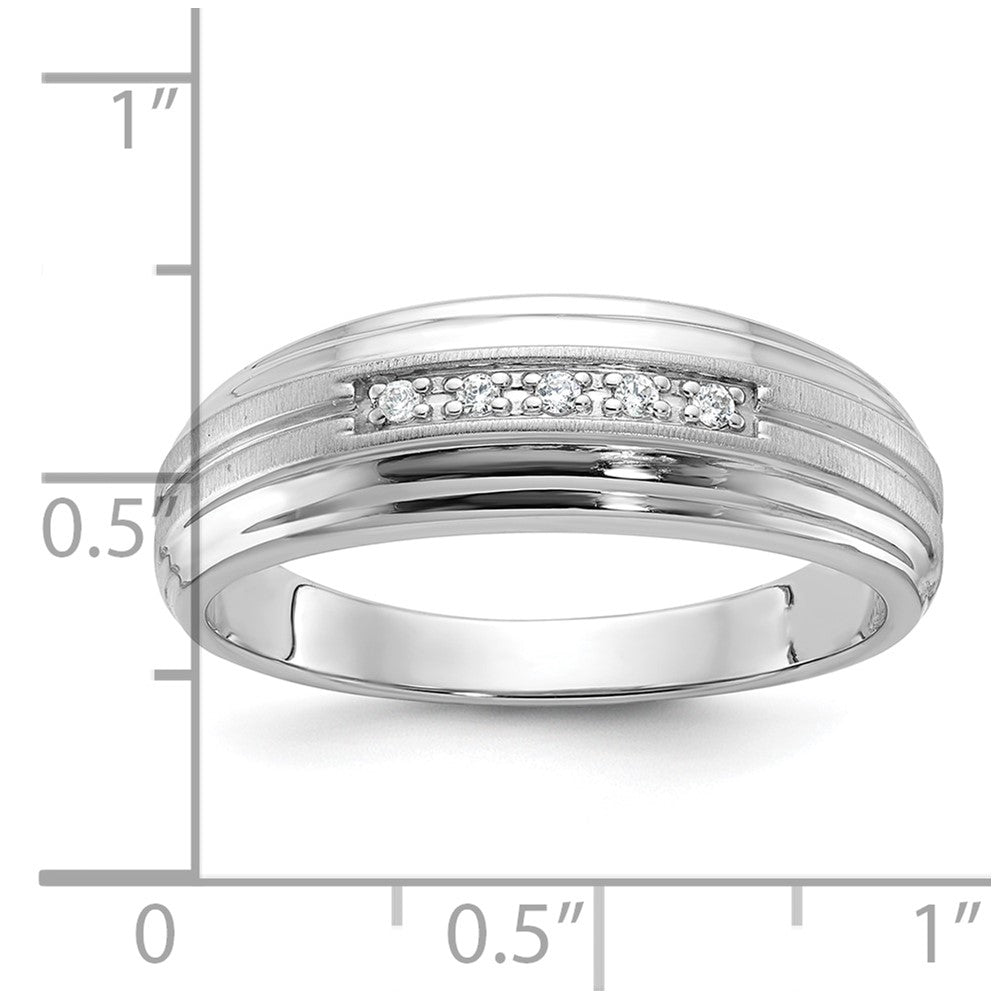 10kw IBGoodman Men's Polished Satin & Grooved 5-Stone Diamond Ring
