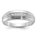 14kw IBGoodman Men's Polished Satin & Grooved 5-Stone Diamond Ring
