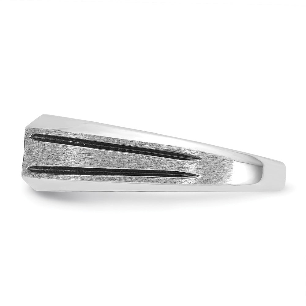 14k White Gold IBGoodman Men's w/Black Rhod Satin Diamond Complete Ring