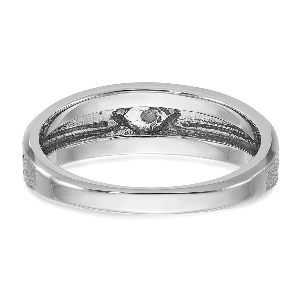14k White Gold IBGoodman Men's w/Black Rhod Satin Diamond Complete Ring