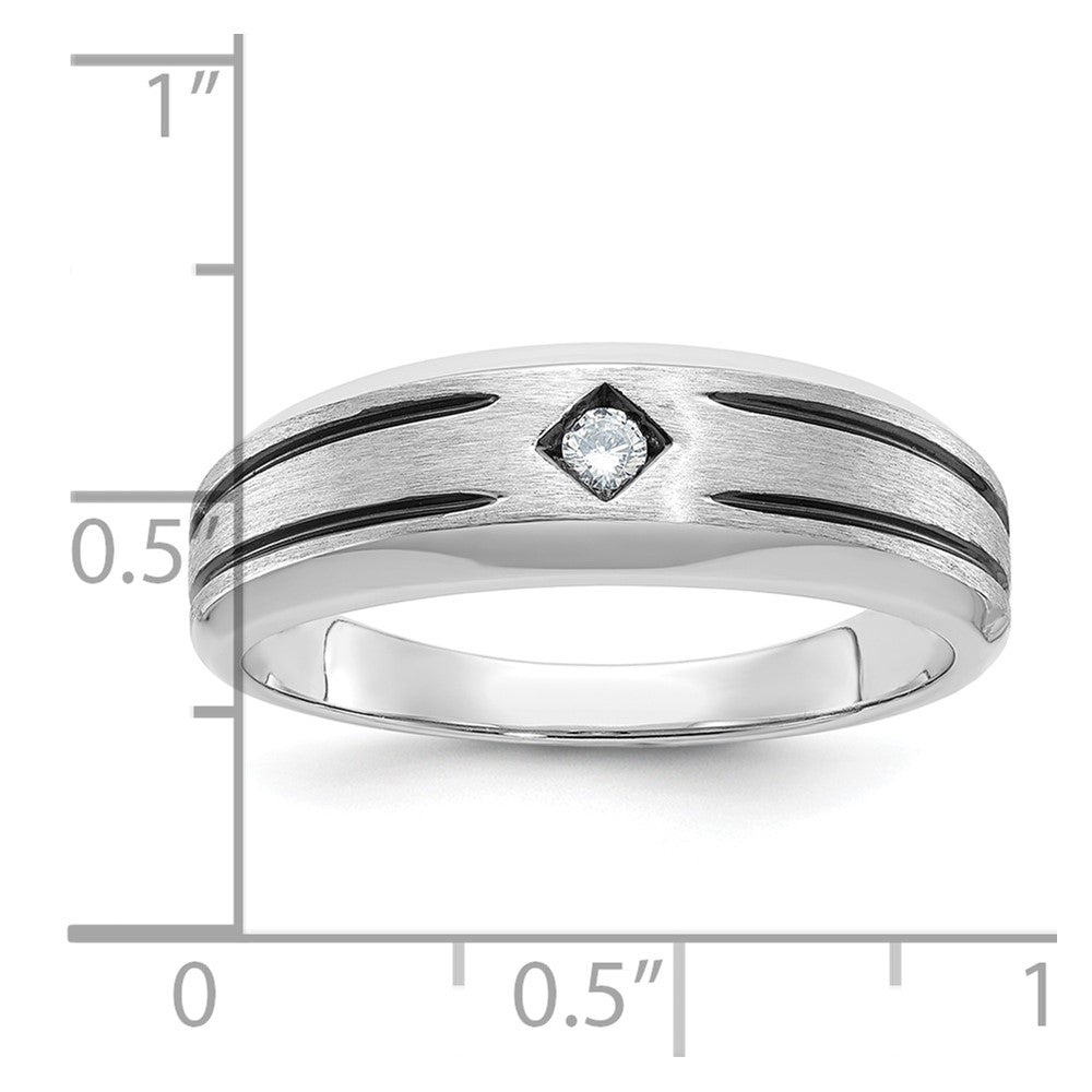 14k White Gold IBGoodman Men's w/Black Rhod Satin Diamond Complete Ring