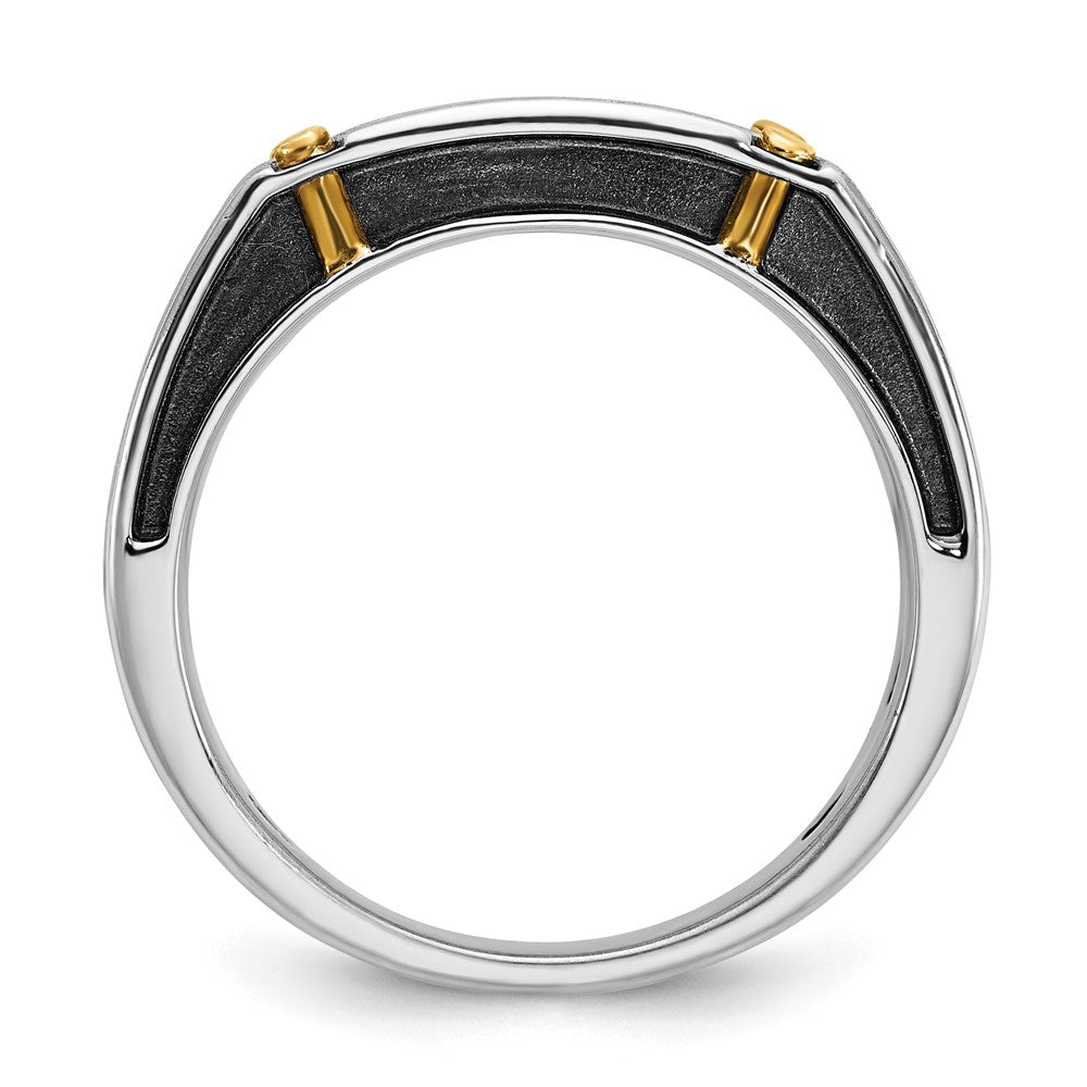 14ktt w/ Blk RH IBGoodman Men's Satin/Grooved 5-Stone Diamond Ring