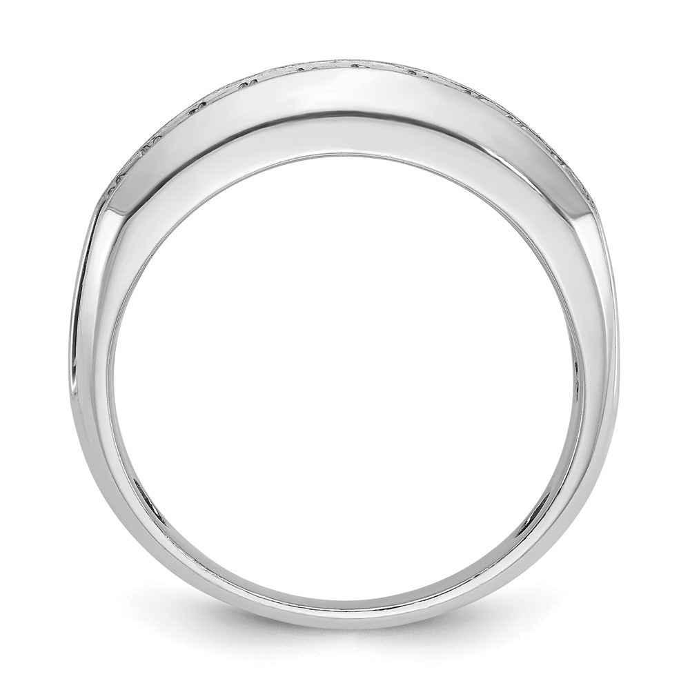 14kw IBGoodman Men's Polished Satin & Grooved 2-Row Ring Mtg