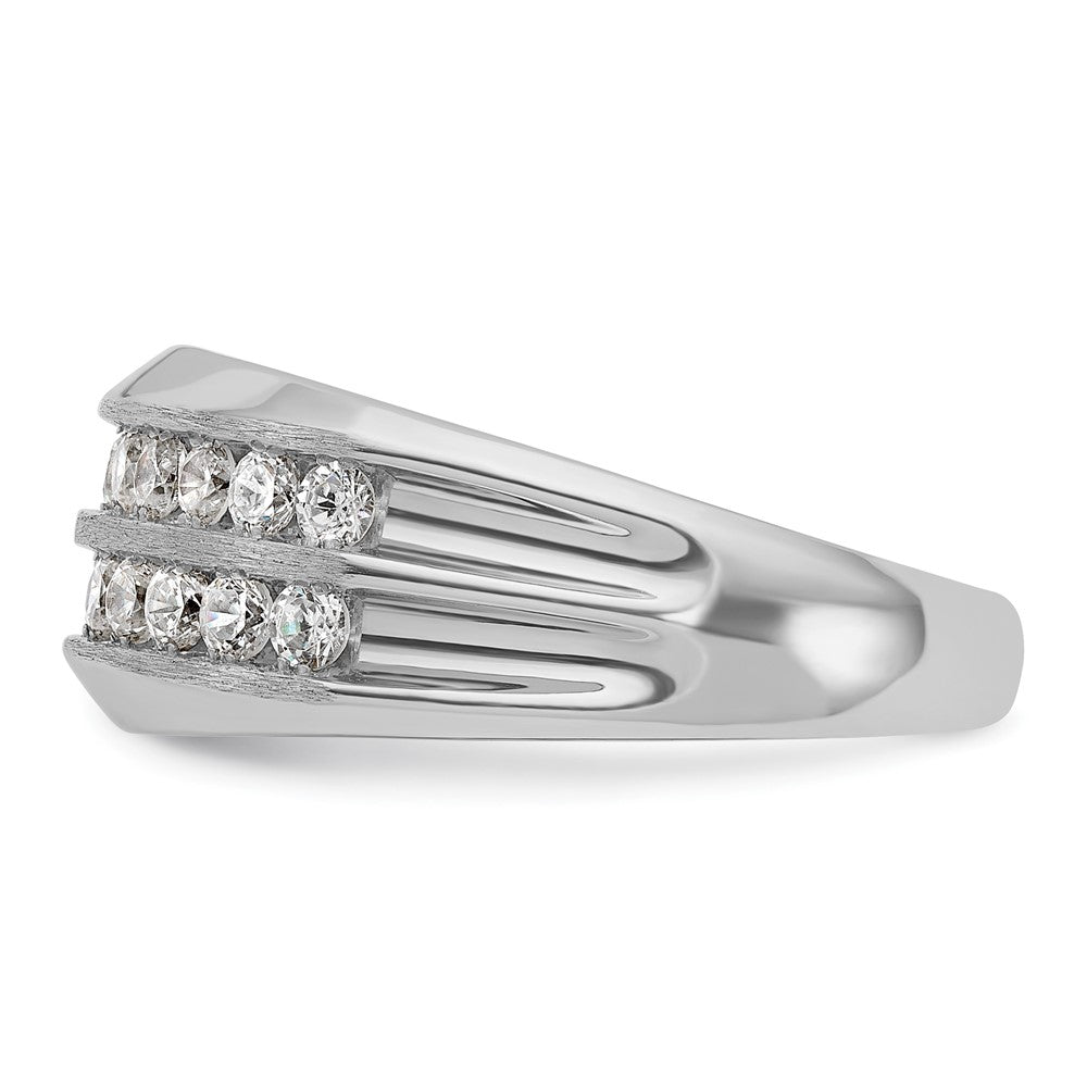 14kw IBGoodman Men's Polished Satin Grooved 2-Row Diamond Ring