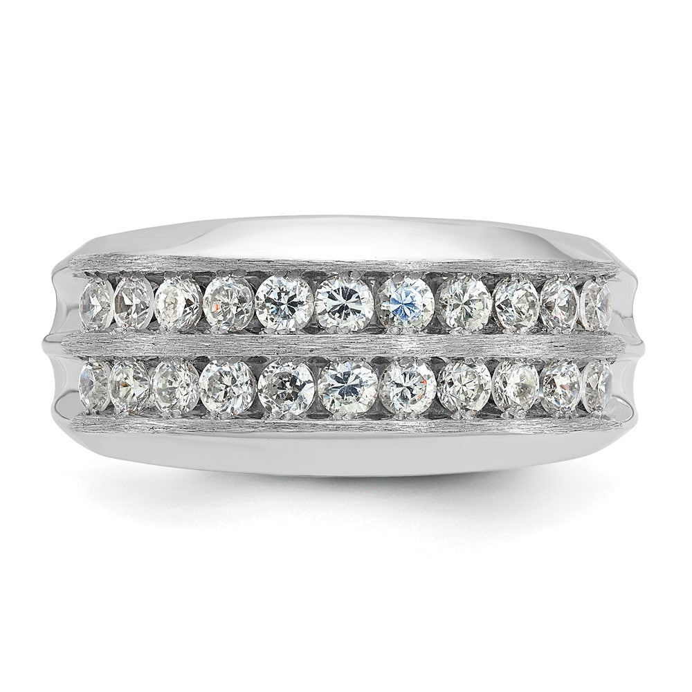 14kw IBGoodman Men's Polished Satin & Grooved 2-Row Ring Mtg