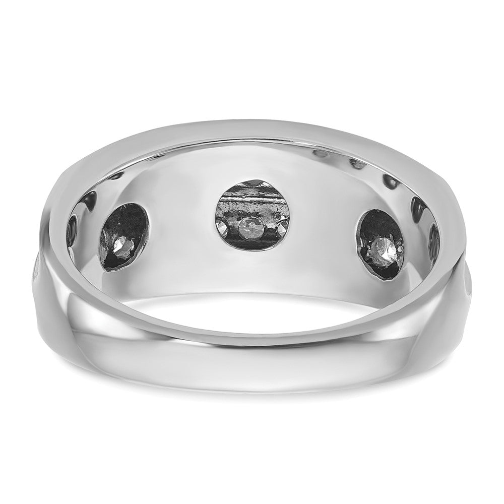 14kw IBGoodman Men's Polished Satin & Grooved 2-Row Ring Mtg