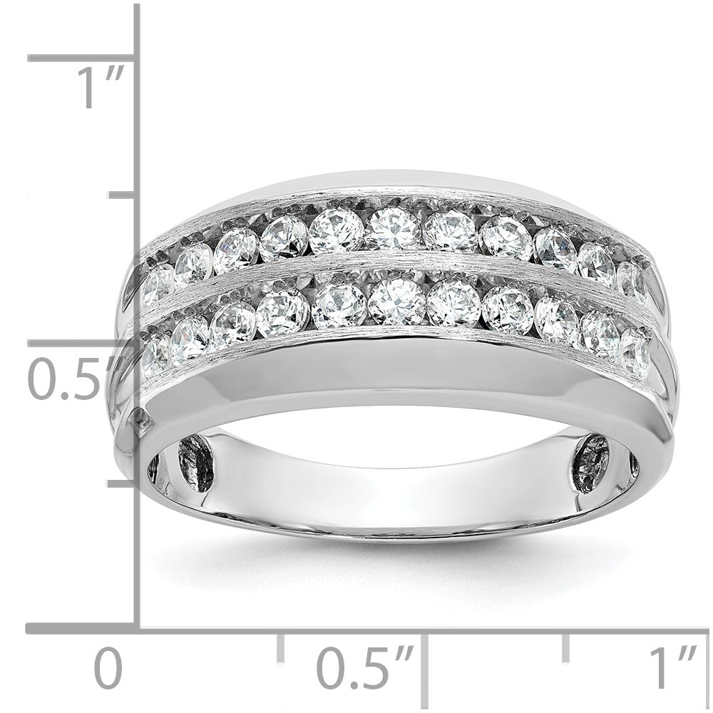 14kw IBGoodman Men's Polished Satin & Grooved 2-Row Ring Mtg