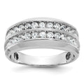 14kw IBGoodman Men's Polished Satin Grooved 2-Row Diamond Ring