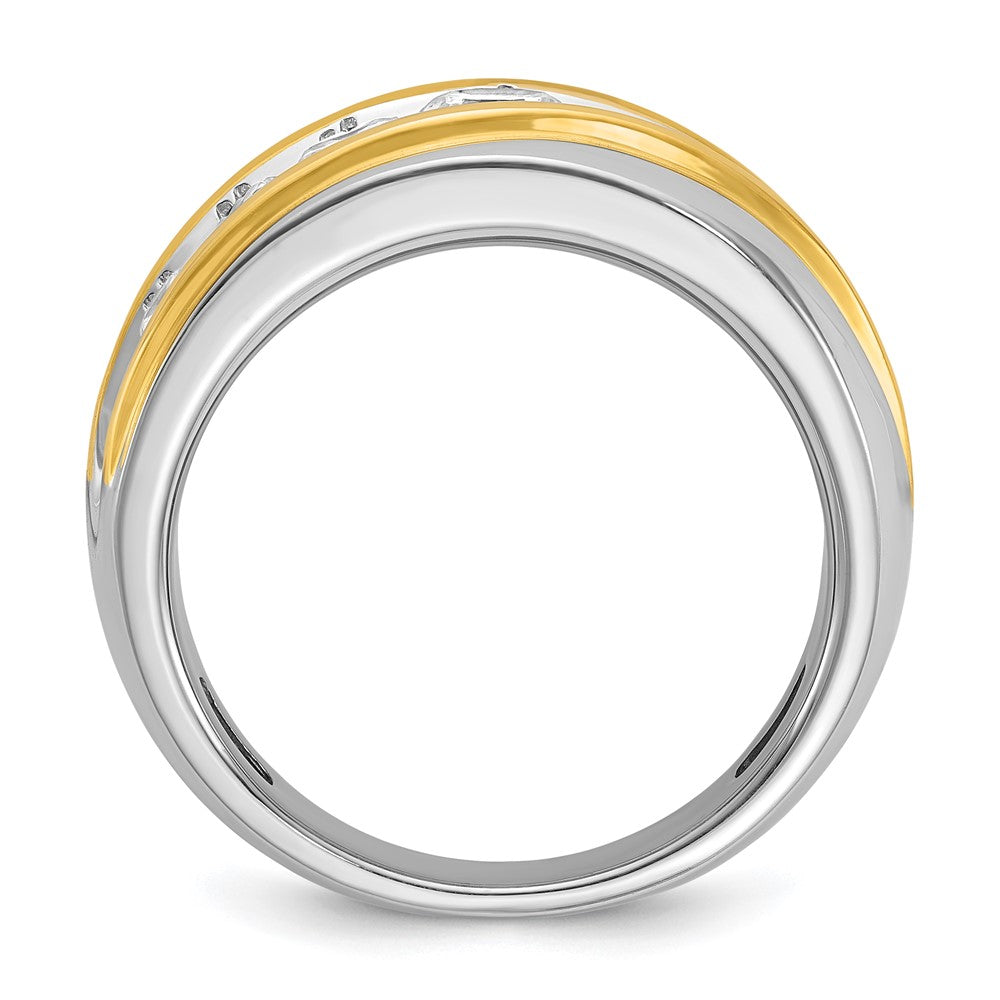 14k Two-tone IBGoodman Men's Polished & Grooved 7-Stone Ring Mtg