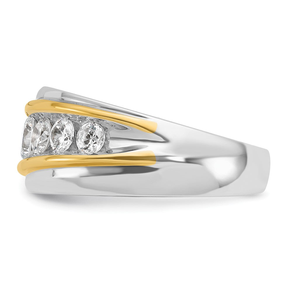 14k Two-tone IBGoodman Men's Polished & Grooved 7-Stone Ring Mtg