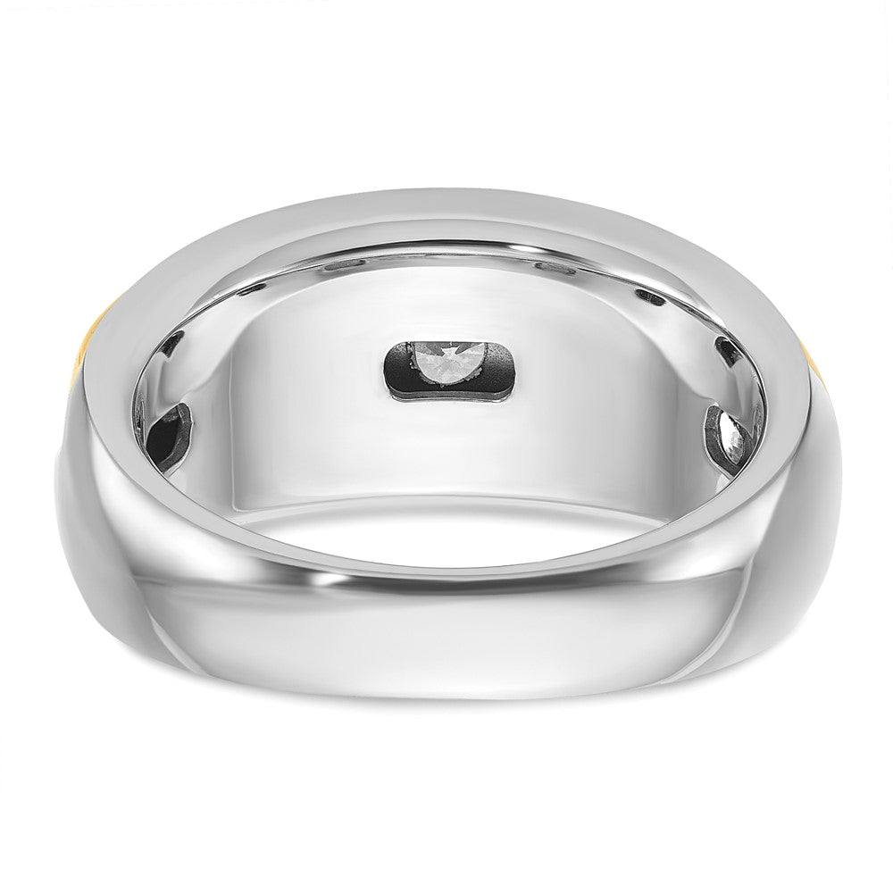 14k Two-tone IBGoodman Men's Polished & Grooved 7-Stone Ring Mtg