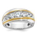 14k Two-tone IBGoodman Men's Polished & Grooved 7-Stone Ring Mtg