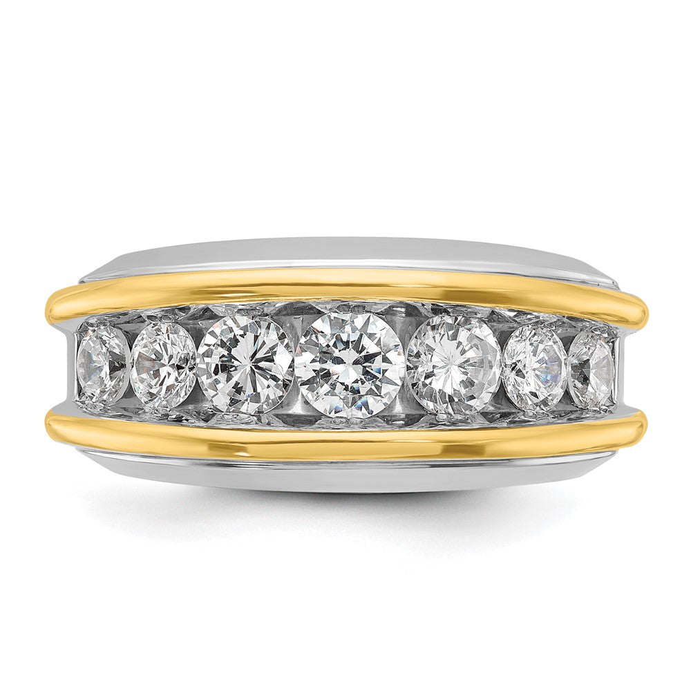 14k Two-tone IBGoodman Men's Polished 7-Stone Diamond Ring