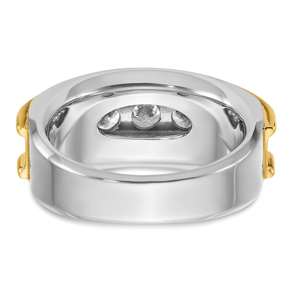14k Two-tone IBGoodman Men's Polished 7-Stone Diamond Ring