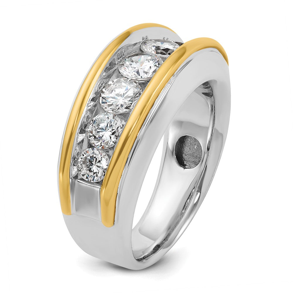 14k Two-tone IBGoodman Men's Polished 7-Stone Diamond Ring