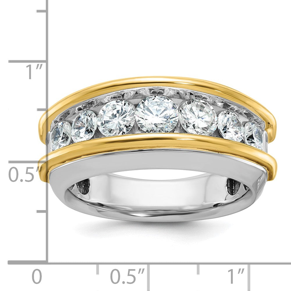 14k Two-tone IBGoodman Men's Polished 7-Stone Diamond Ring