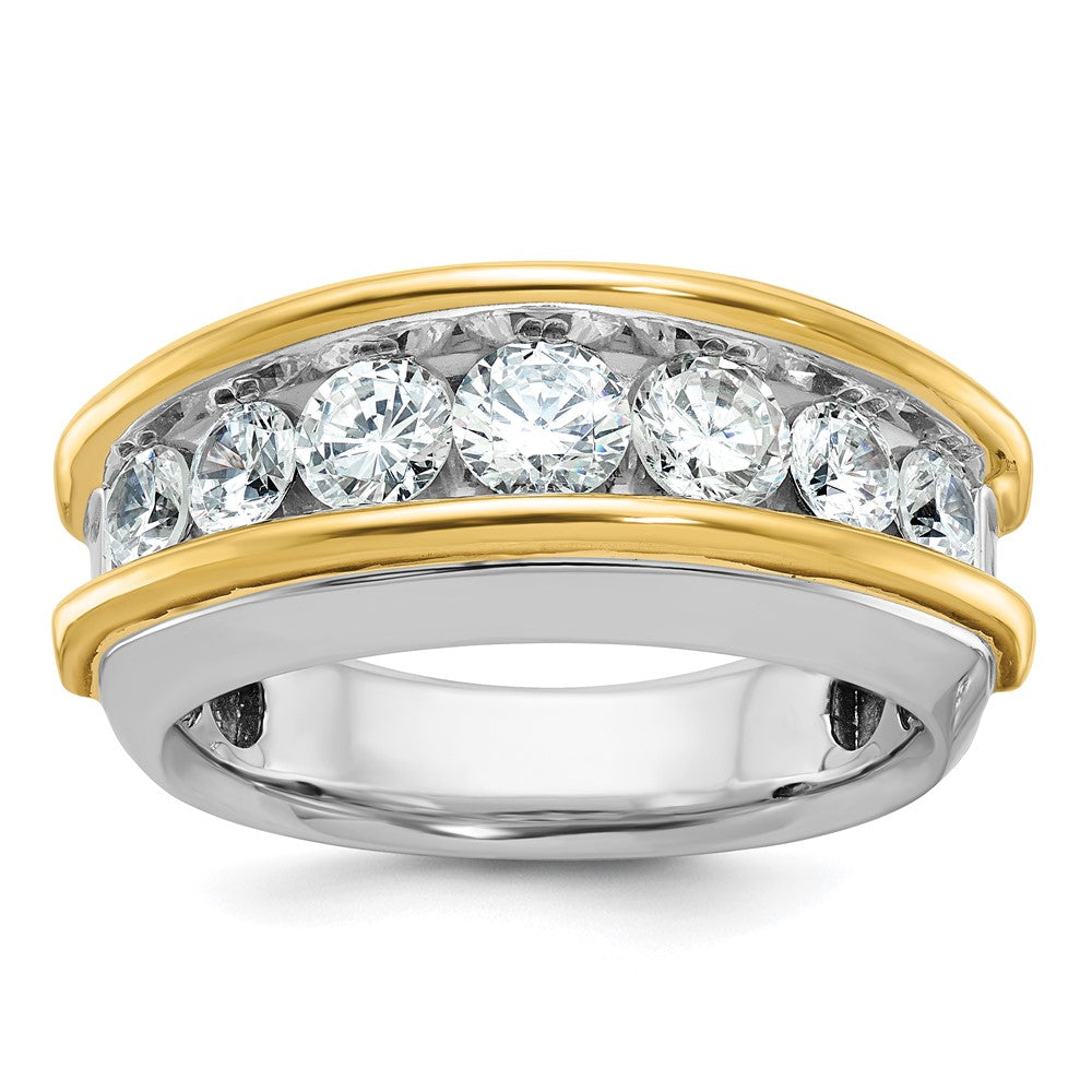 14k Two-tone IBGoodman Men's Polished 7-Stone Diamond Ring