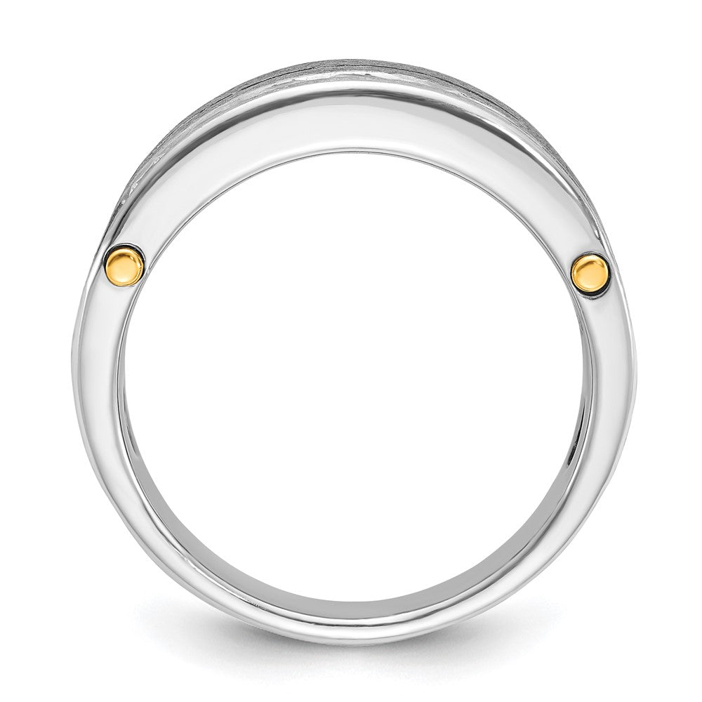 14k Two-tone IBGoodman Men's Polished & Satin 7-Stone Diamond Ring