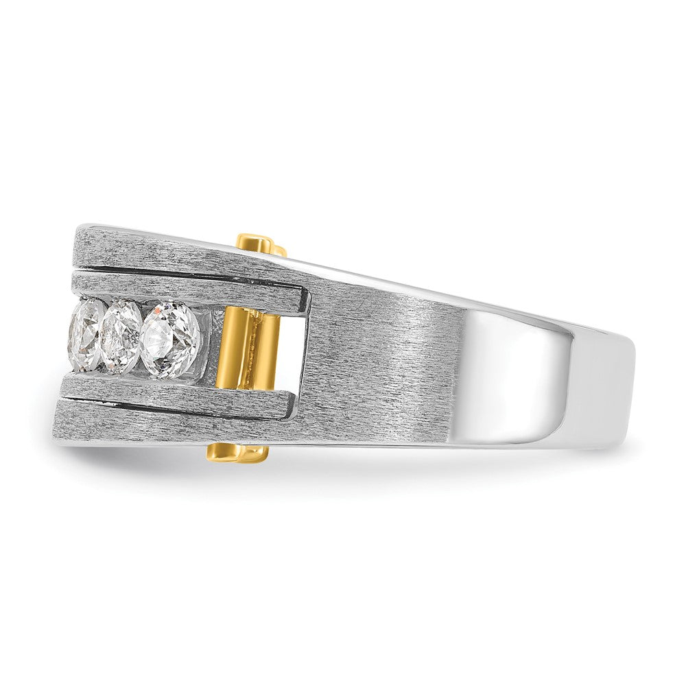 14k Two-tone IBGoodman Men's Polished & Satin 7-Stone Ring Mounting