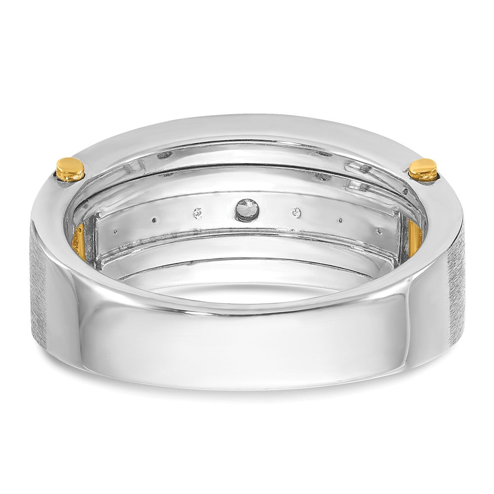 14k Two-tone IBGoodman Men's Polished & Satin 7-Stone Ring Mounting
