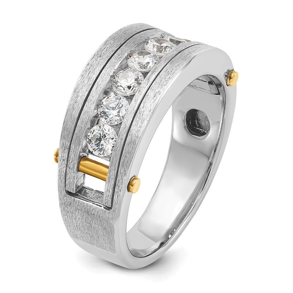 14k Two-tone IBGoodman Men's Polished & Satin 7-Stone Diamond Ring