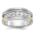 14k Two-tone IBGoodman Men's Polished & Satin 7-Stone Ring Mounting