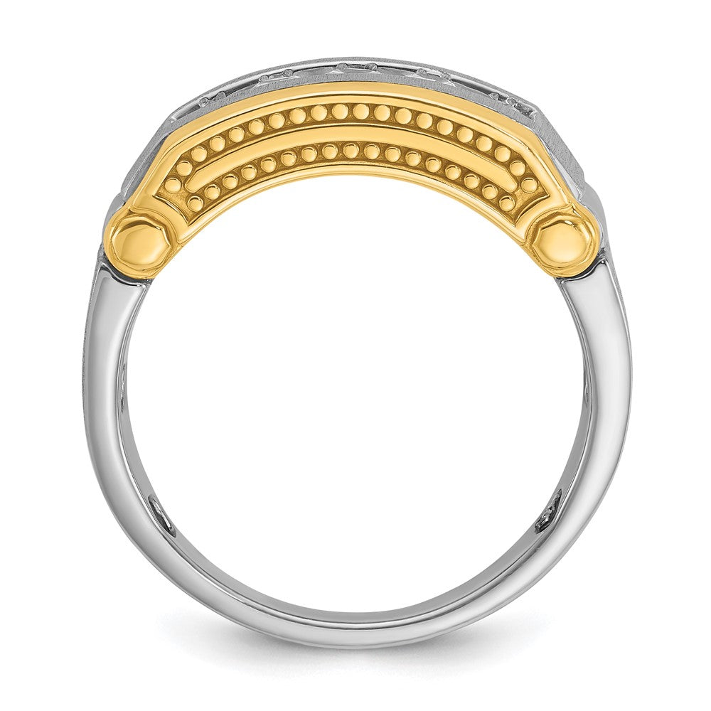 14ktt IBGoodman Men's Polished Satin & Beaded 5-Stone Ring Mounting