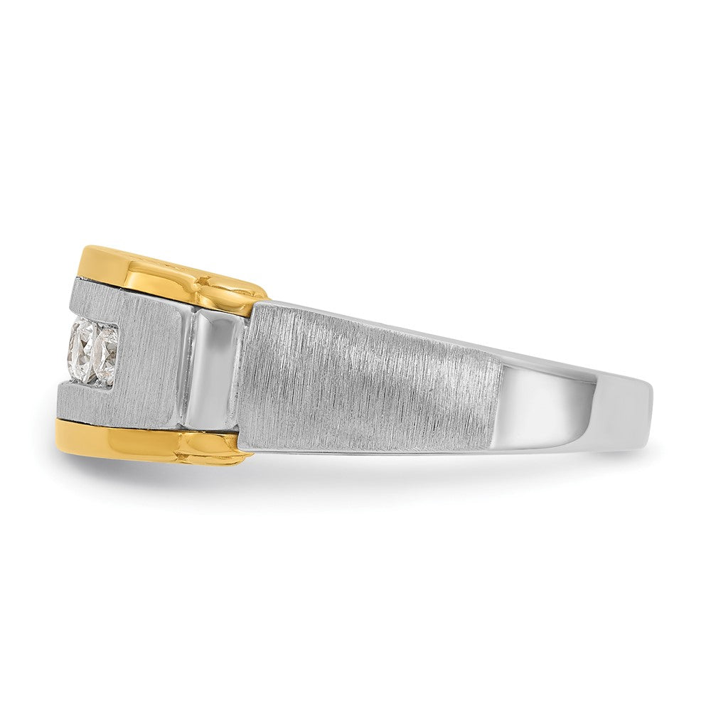 14ktt IBGoodman Men's Polished Satin & Beaded 5-Stone Ring Mounting