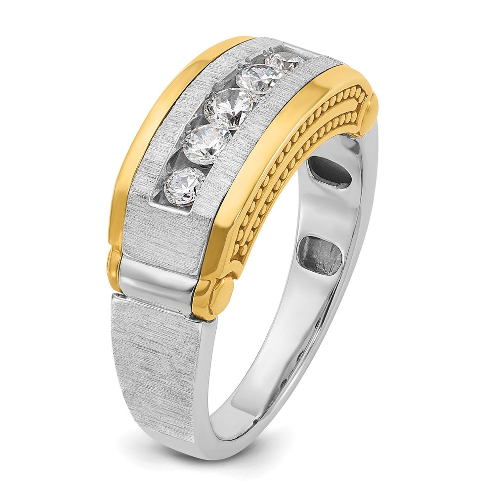 14ktt IBGoodman Men's Polished Satin & Beaded 5-Stone Ring Mounting