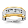 14ktt IBGoodman Men's Polished Satin & Beaded 5-Stone Ring Mounting