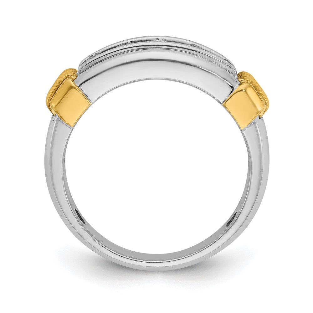 14k Two-tone IBGoodman Men's Polished & Textured 5-Stone Dia Ring