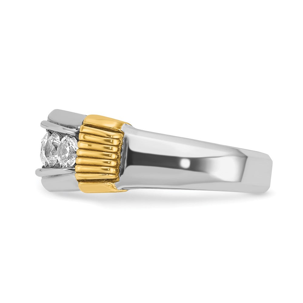 14k Two-tone IBGoodman Men's Polished & Textured 5-Stone Ring Mtg