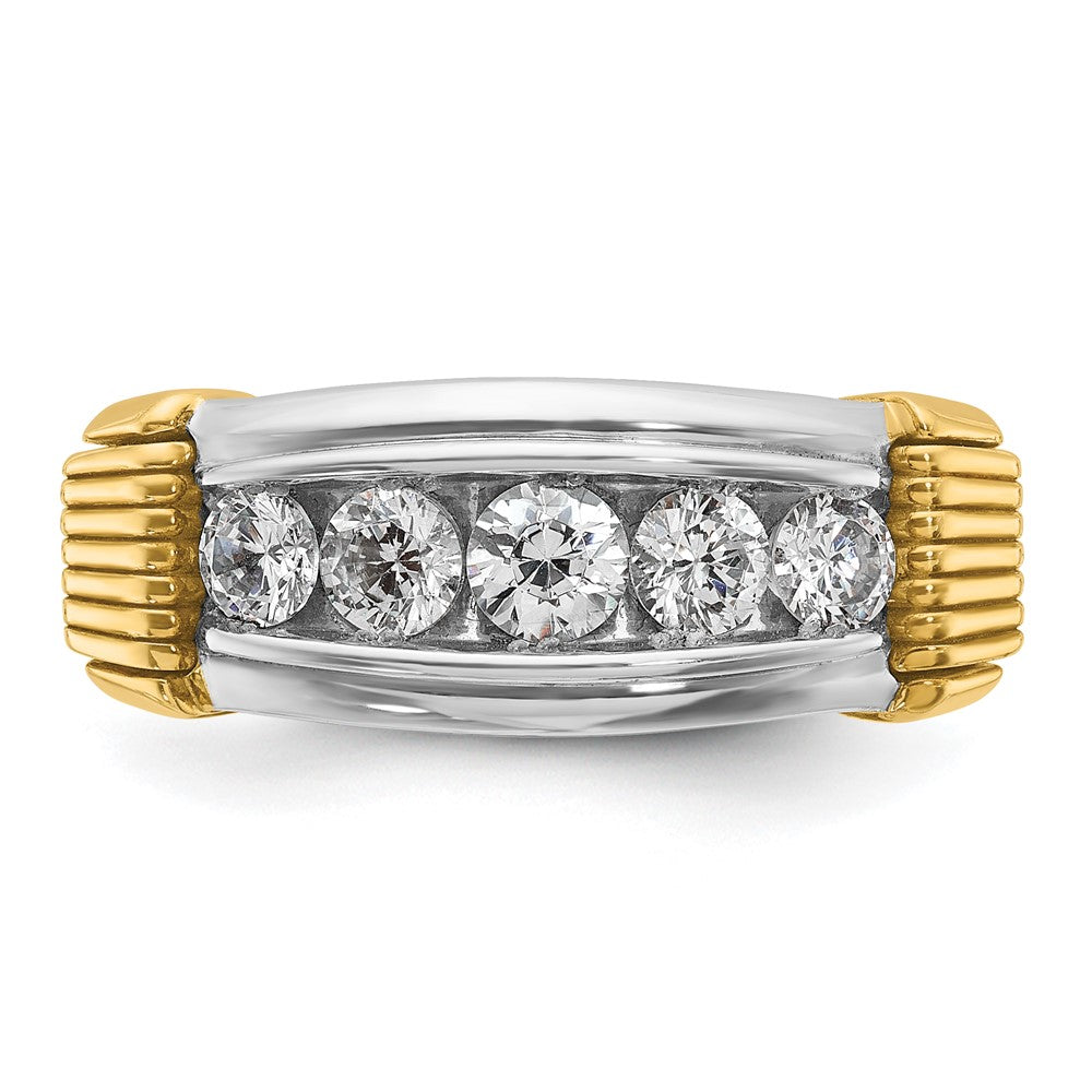 14k Two-tone IBGoodman Men's Polished & Textured 5-Stone Ring Mtg
