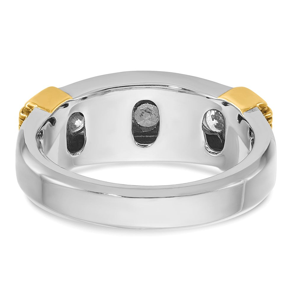 14k Two-tone IBGoodman Men's Polished & Textured 5-Stone Dia Ring