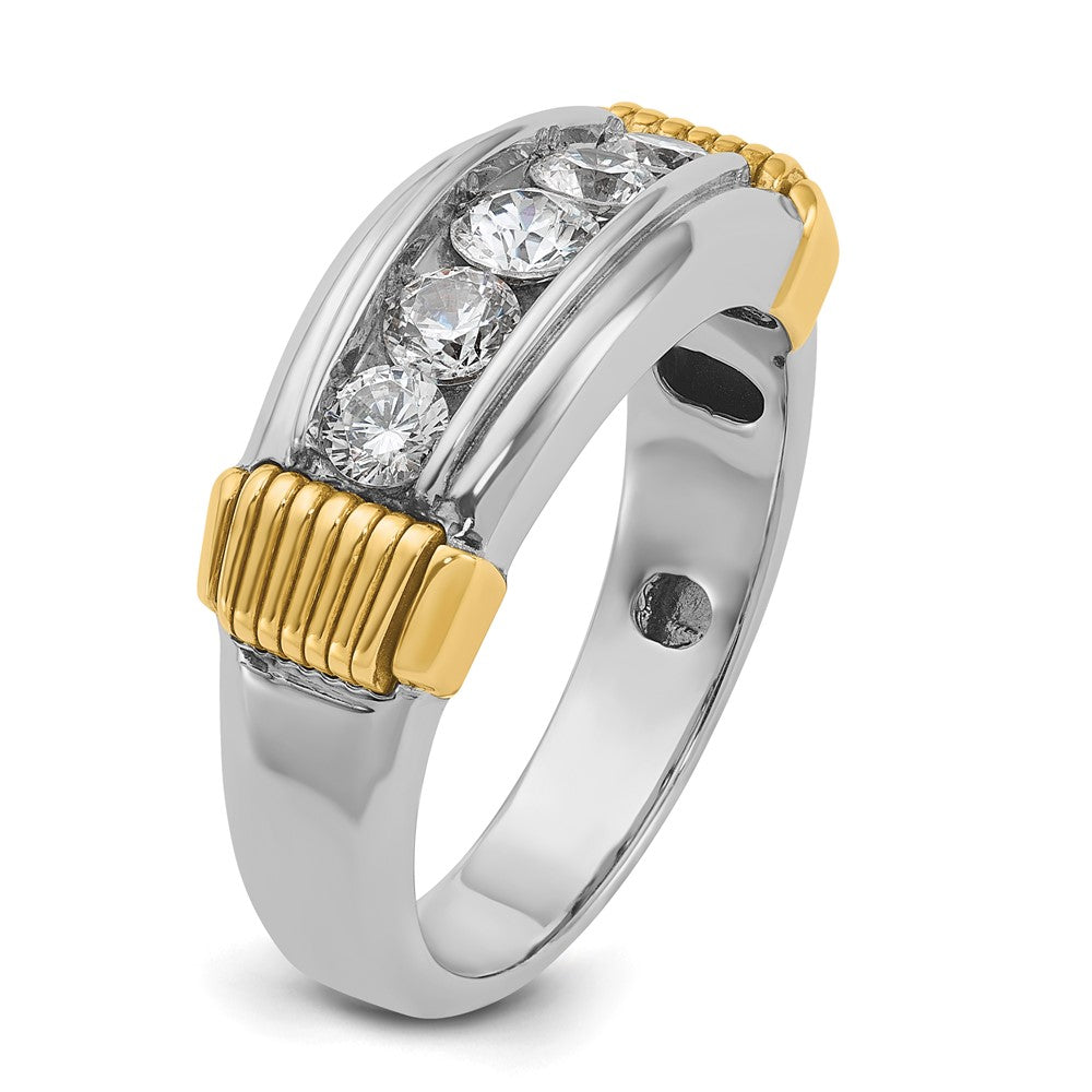 14k Two-tone IBGoodman Men's Polished & Textured 5-Stone Ring Mtg
