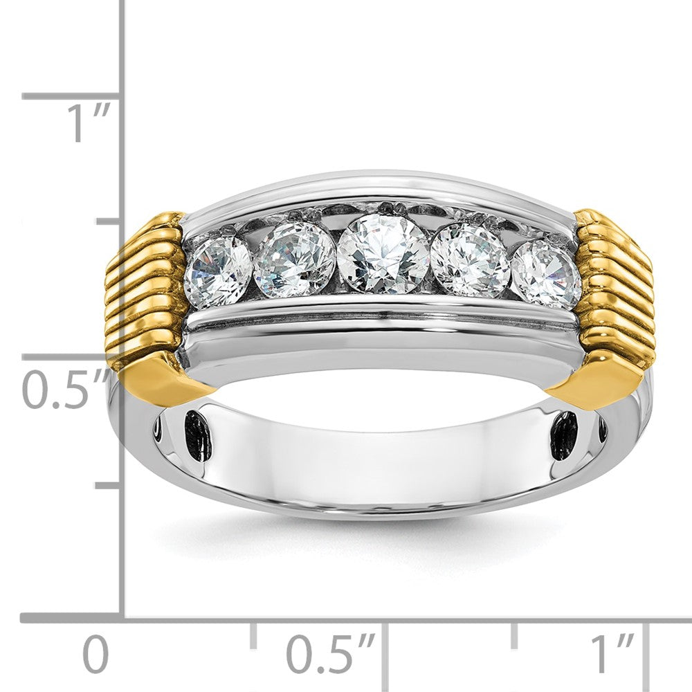 14k Two-tone IBGoodman Men's Polished & Textured 5-Stone Dia Ring