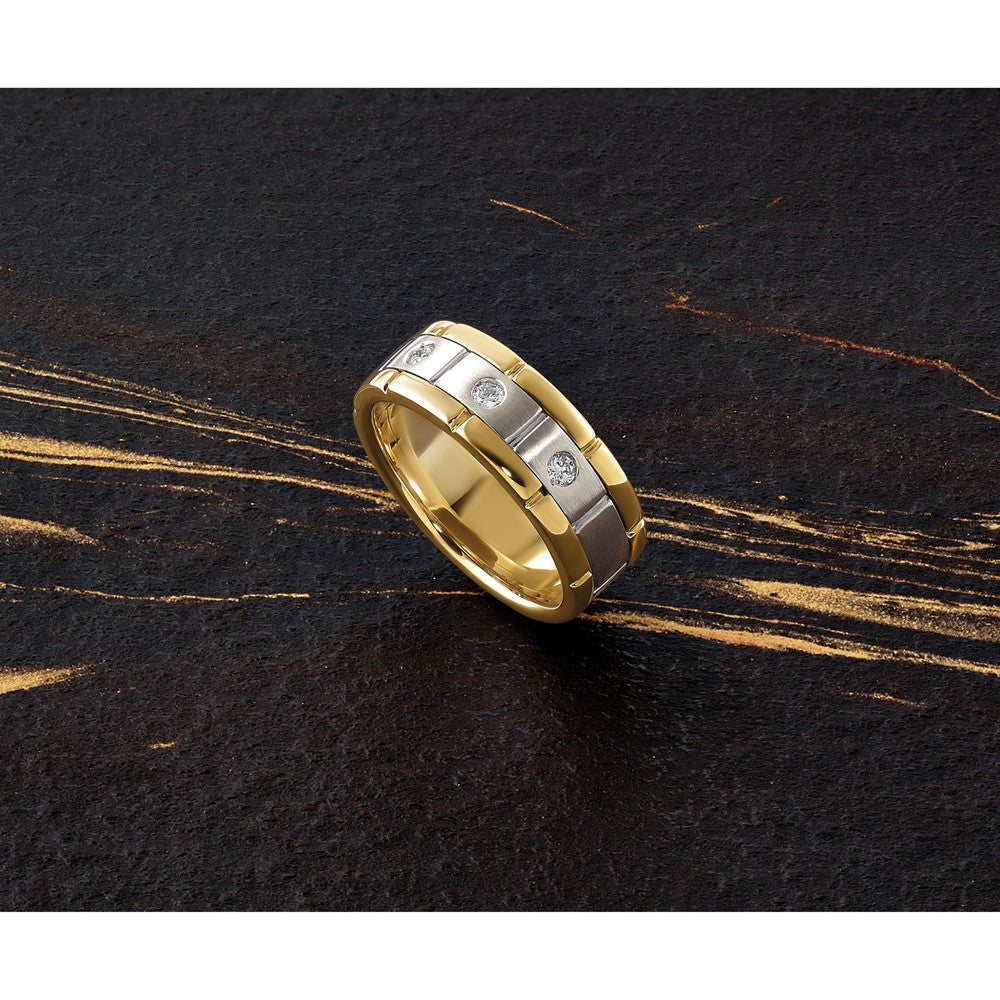 IBGoodman 14k Two-tone 3 Stone Prong Set Men's Ring Mounting