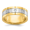 14ktt IBGoodman Men's Satin & Grooved 3-Stone AA Diamond Ring