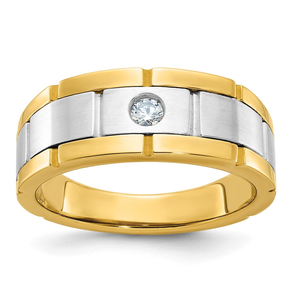 10ktt IBGoodman Men's Polished Satin & Grooved Ring Mounting