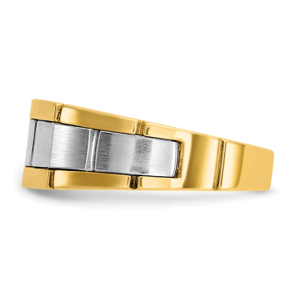 14ktt IBGoodman Men's Polished Satin & Grooved Ring Mounting