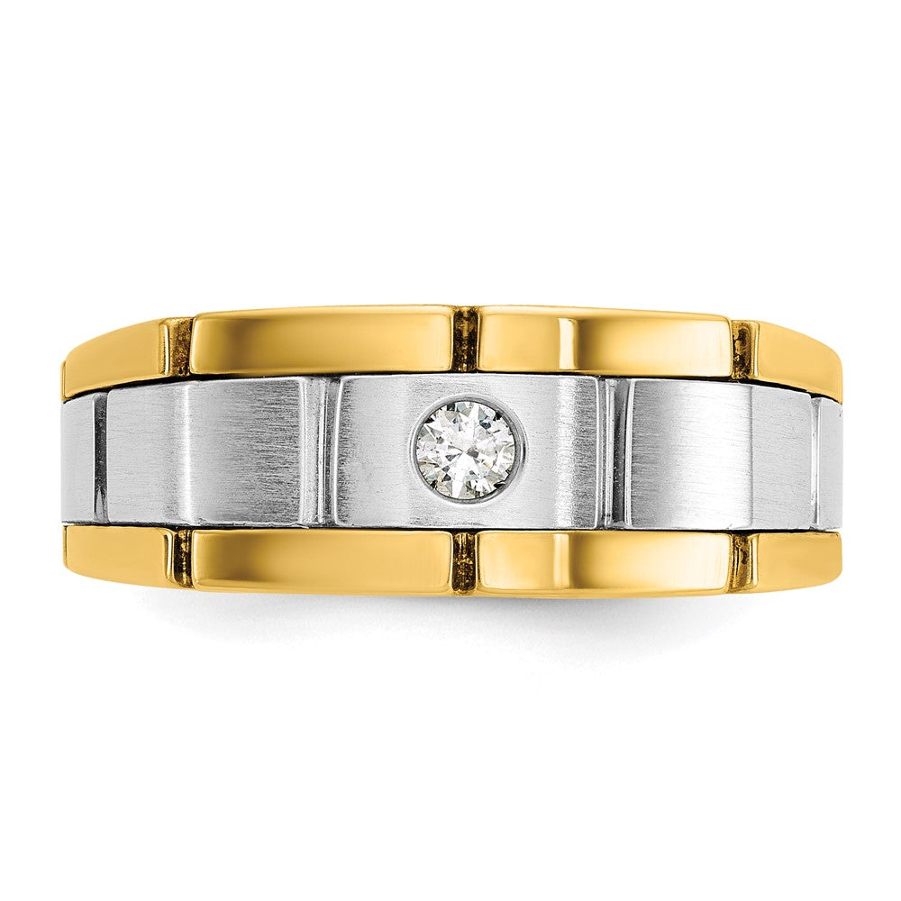 14ktt IBGoodman Men's Polished Satin & Grooved Ring Mounting