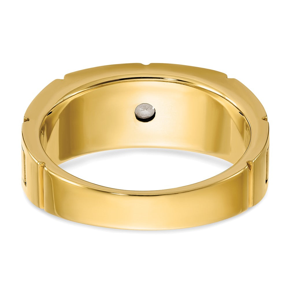 14ktt IBGoodman Men's Polished Satin & Grooved Ring Mounting