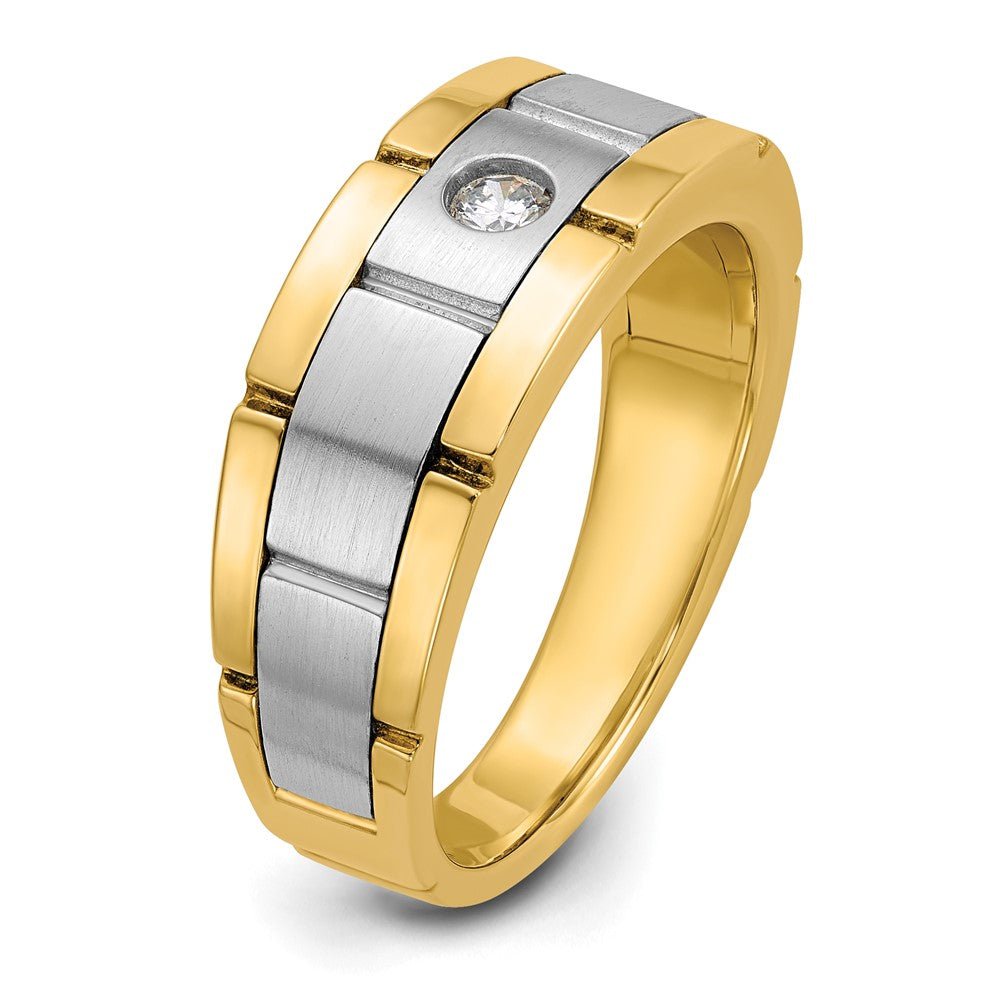 14ktt IBGoodman Men's Polished Satin & Grooved Ring Mounting