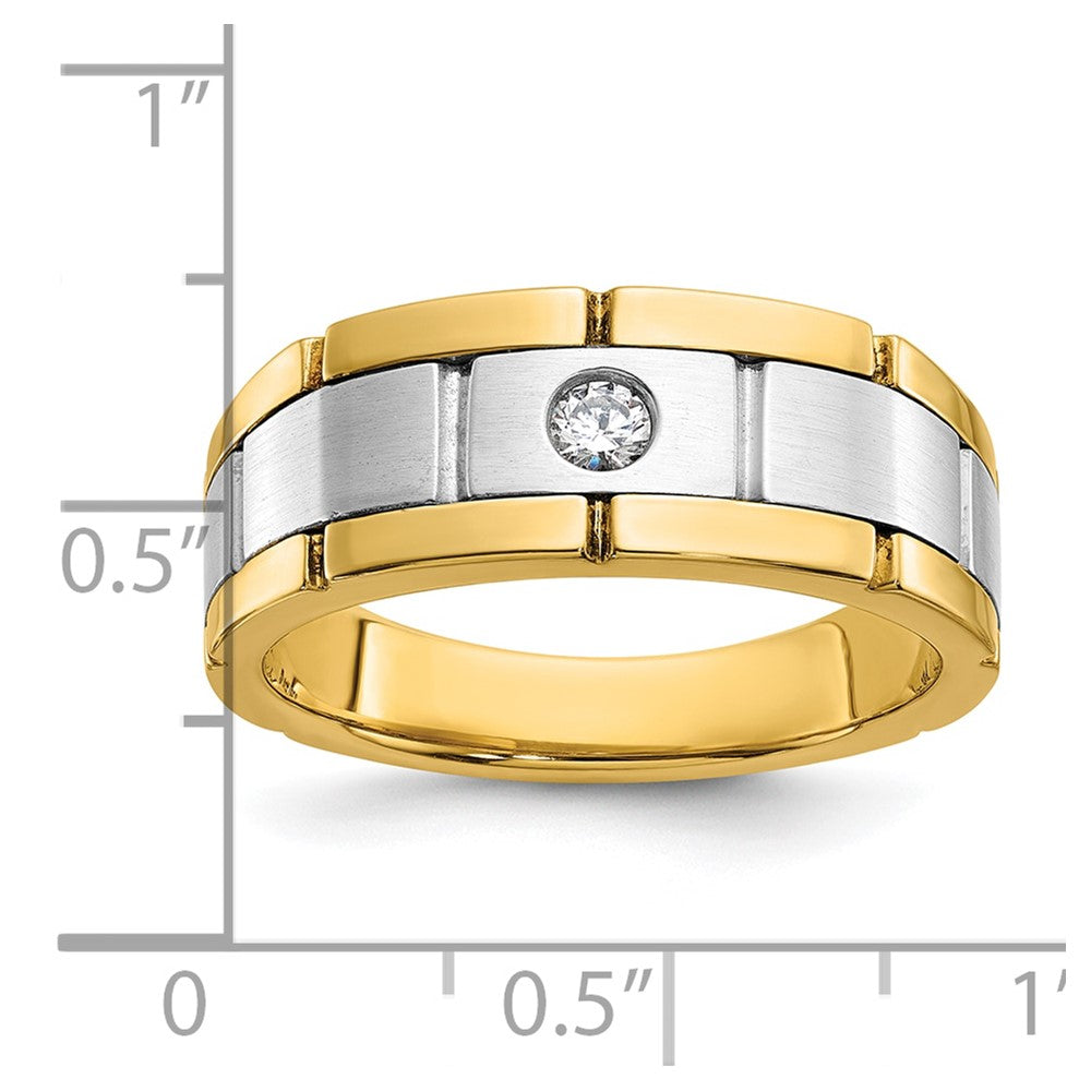 14ktt IBGoodman Men's Polished Satin & Grooved Ring Mounting