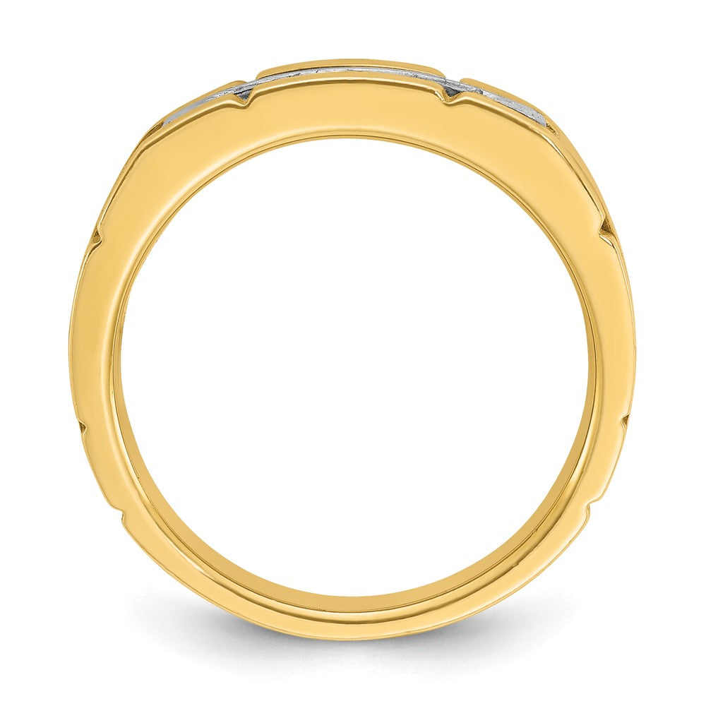 14ktt IBGoodman Men's Polished & Grooved 5-Stone Diamond Ring