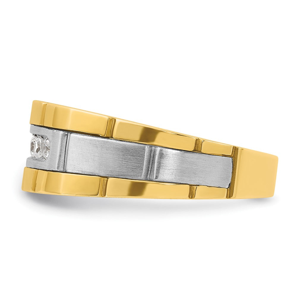 14k Two-tone IBGoodman Men's Polished & Grooved 5-Stone Ring Mtg