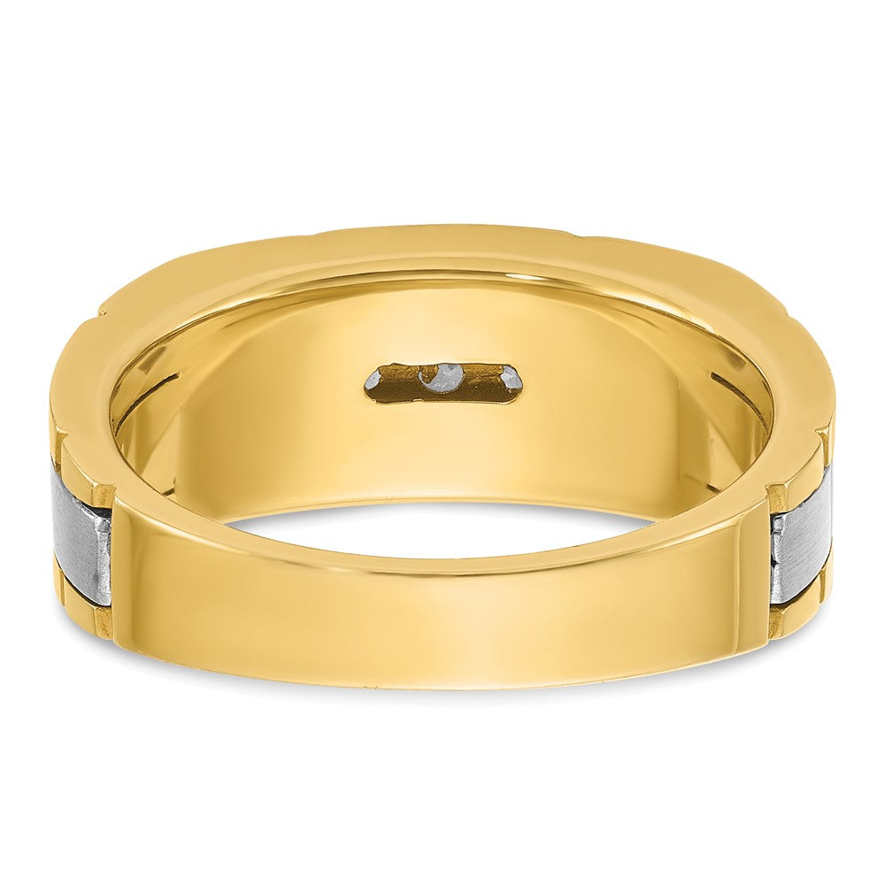 14ktt IBGoodman Men's Polished & Grooved 5-Stone Diamond Ring