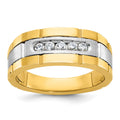 14k Two-tone IBGoodman Men's Polished & Grooved 5-Stone Ring Mtg